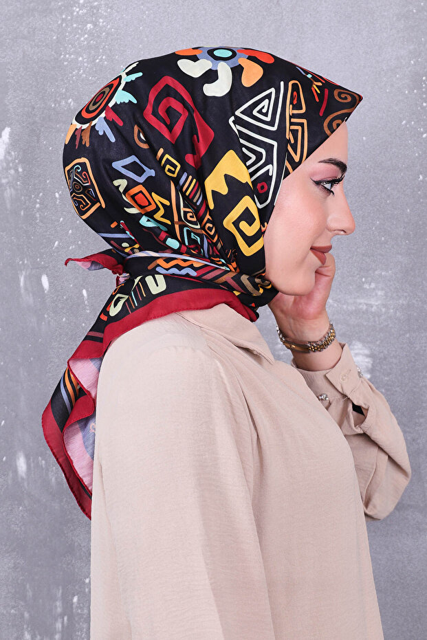 وشاح منقوش من القطن الناعم - 3