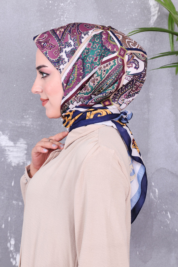 وشاح منقوش من القطن الناعم - 5