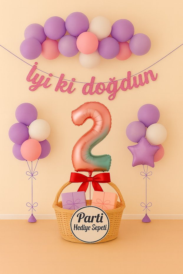 Birthday Ornaments Balloon Set | 1–9 Figures for All Ages Foil, Pastel Pink-Lilac