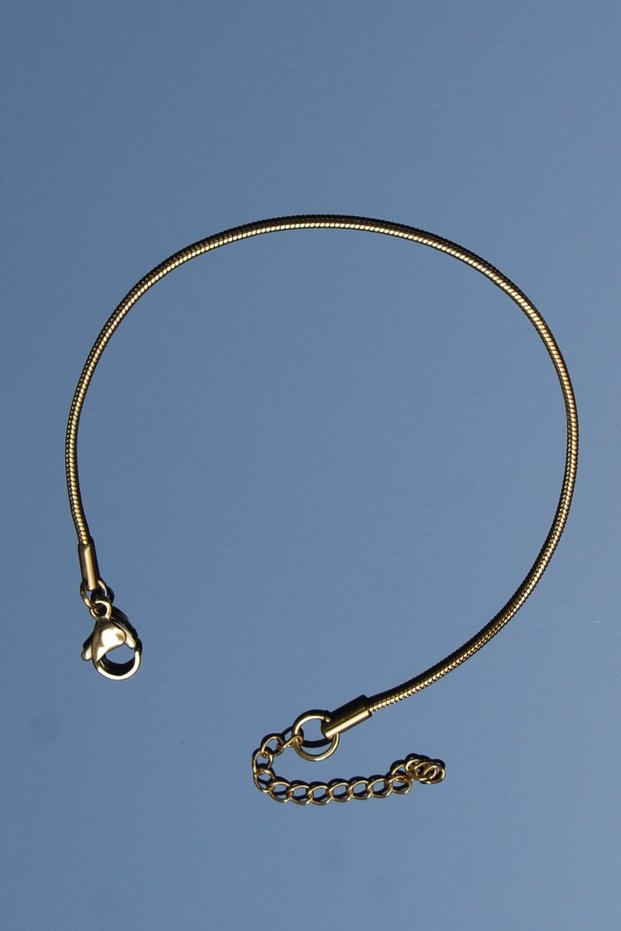 Steel Italian Round Snake Bracelet 1 mm Gold Color | Non-Blackening, Unisex, 2 Years Warranty