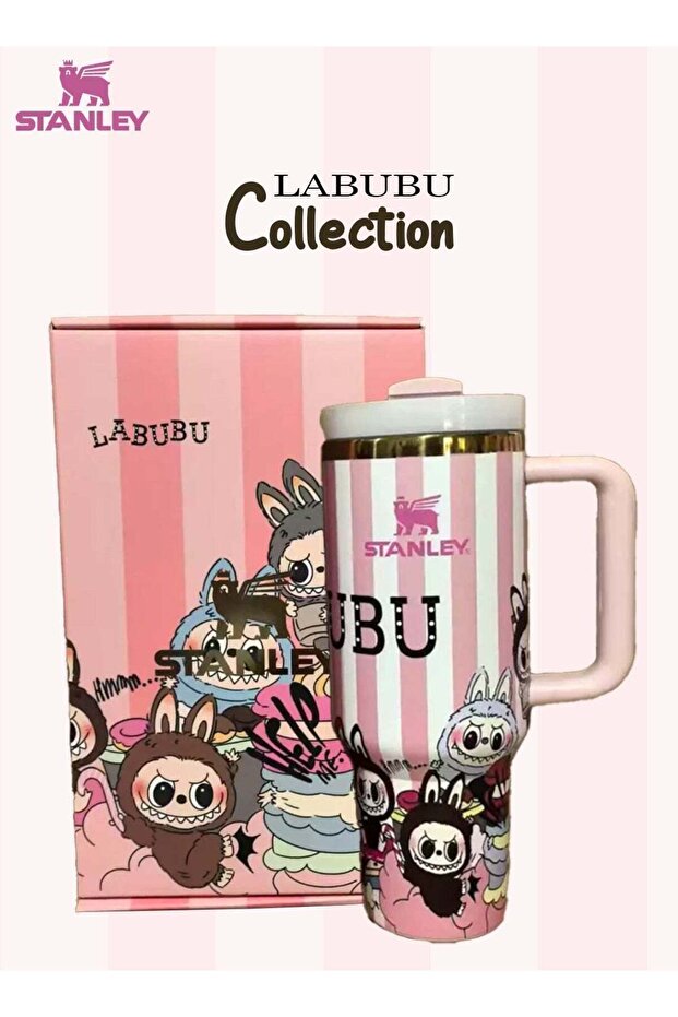Flow State 40oz LABUBU Pink Stripes Tumbler