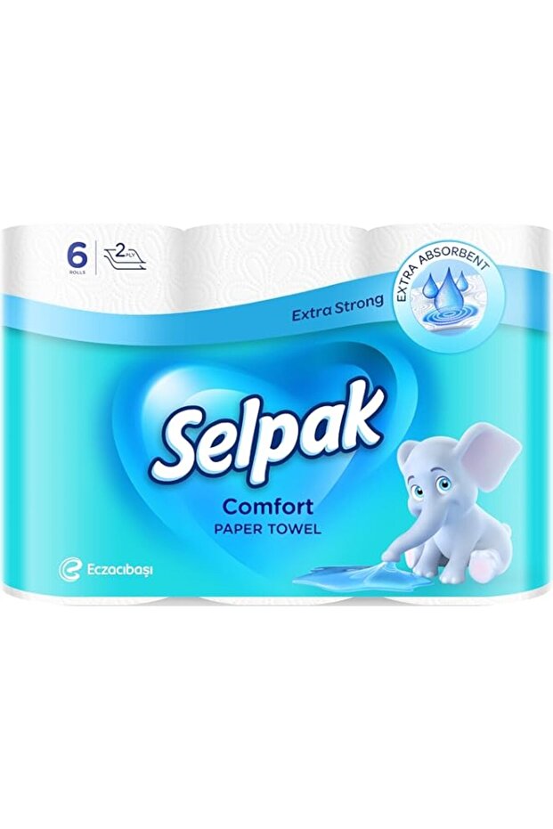Selpak 2 Ply Kitchen Paper Towel 6 Rolls 90 Sheets