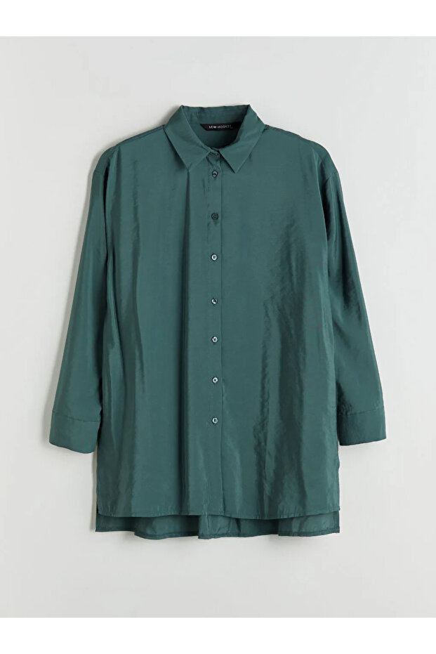 LCW Modest Yeşil Oversize Modal Karışımlı Kadın Gömlek Tunik - 1