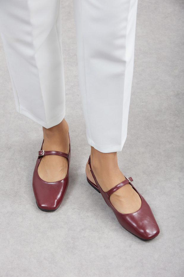 Kati Open Back Buckle Ballerinas