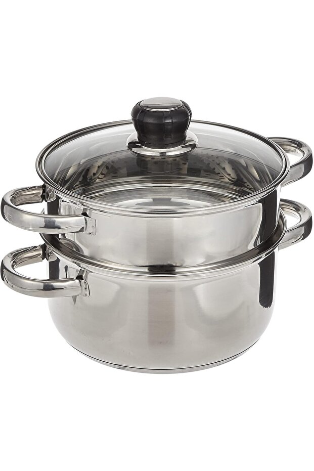 2 Layer Stainless Steel Steamer Set 20cm | Stainless Steel Steamer Pot | Kitchen Steamer Cook