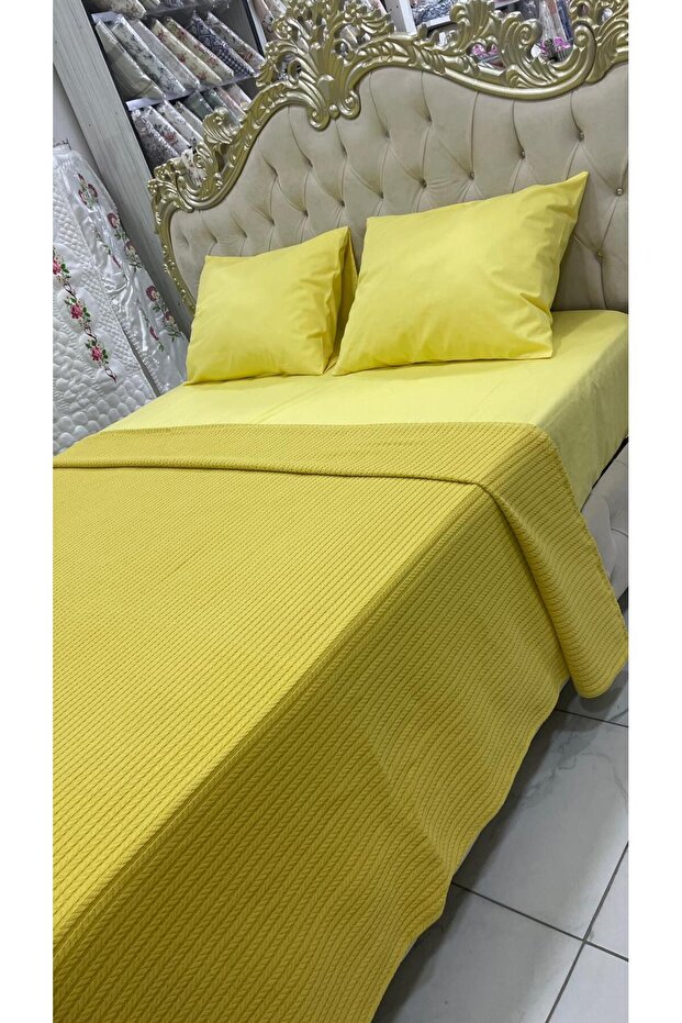 Fitted Sheet with Pillowcases and Pique Set for Double Bed 160X200 cm
