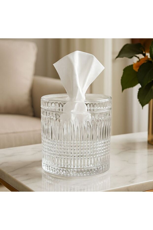 علبة مناديل زجاج حجم كبير - 3