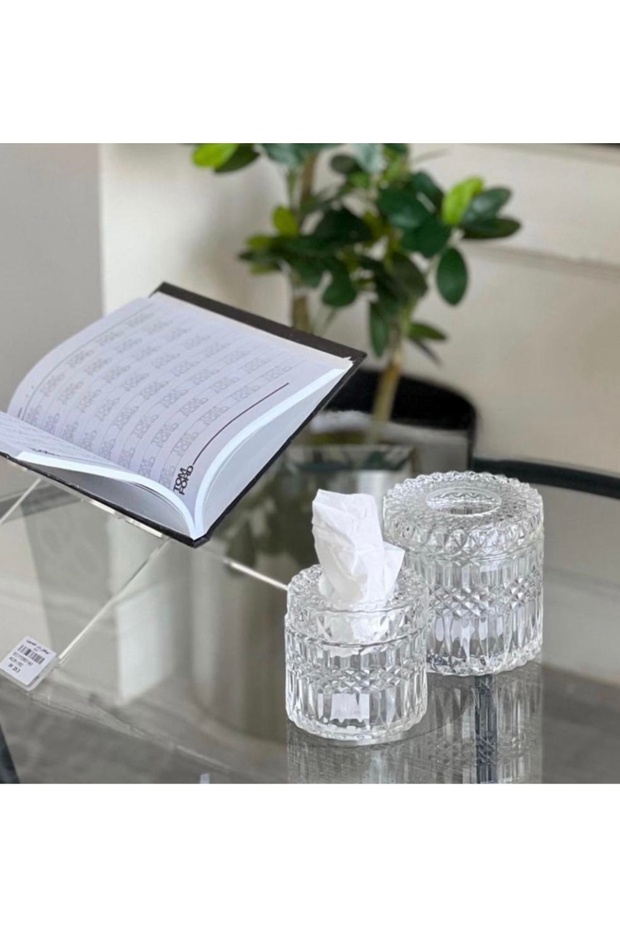 علبة مناديل زجاج حجم كبير - 1