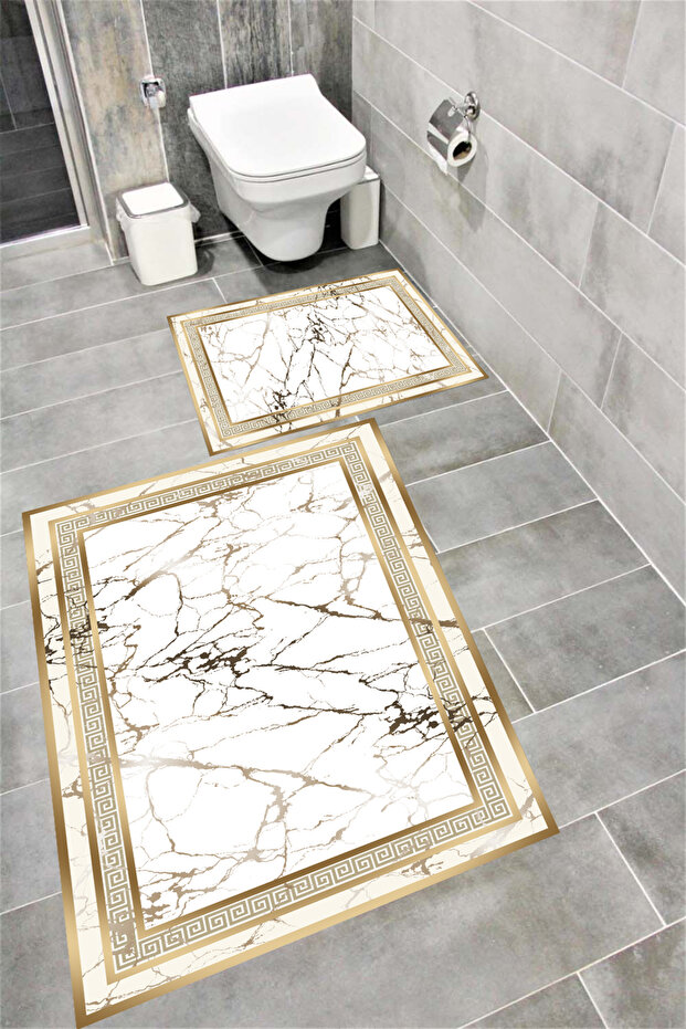 Water Resistant Digital Printed Bath Mat Set with Non-Slip Base