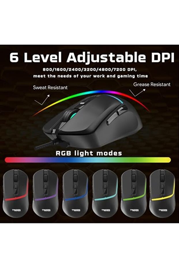 Gaming 4-in-1 Bundle - Wired Mechanical Keyboard, RGB Mouse with 6 DPI Levels, LED Headset, and Larg - 8