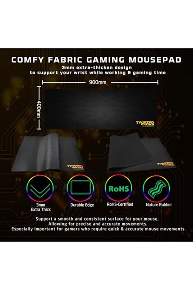 Gaming 4-in-1 Bundle - Wired Mechanical Keyboard, RGB Mouse with 6 DPI Levels, LED Headset, and Larg - 4