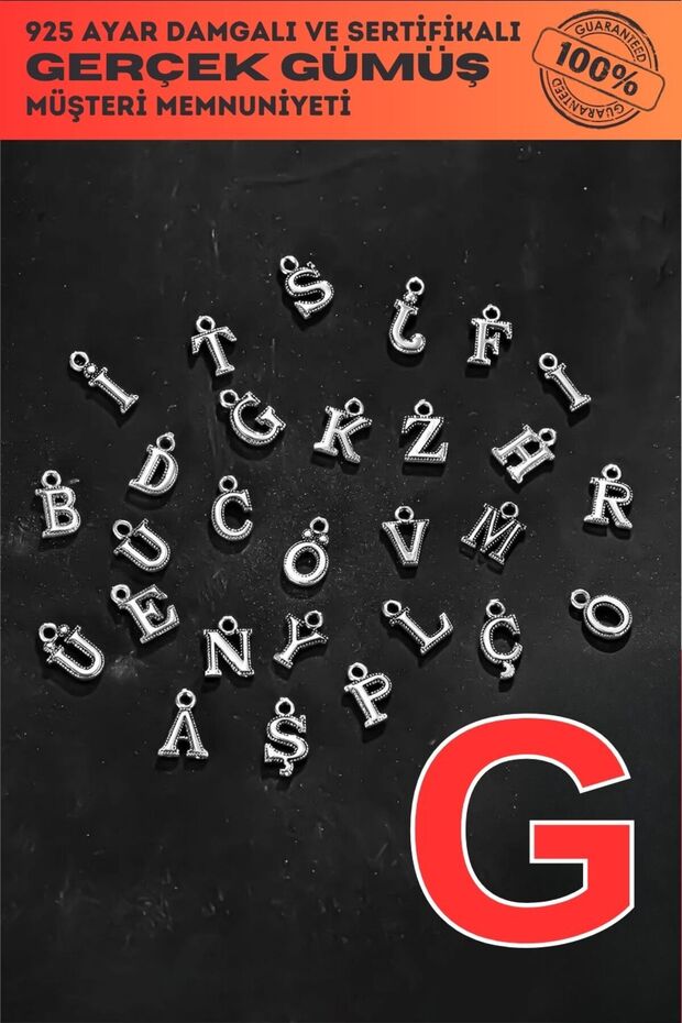 925 Sterling Silver Letter - Letter g Model Single Letter for Bracelet, Necklace and Prayer Beads
