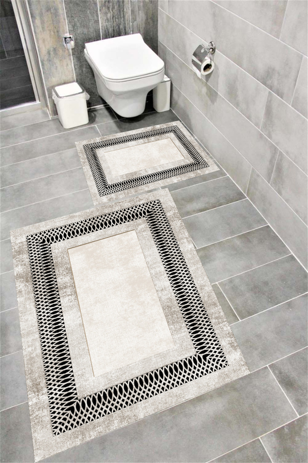 Water Resistant Digital Printed Bath Mat Set with Non-Slip Base