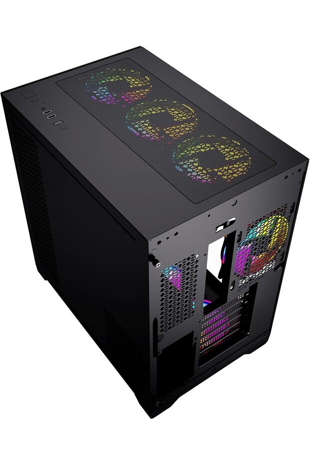 صندوق كمبيوتر للألعاب Bullet-07 ATX Mid Tower من Twisted Minds مع 6 مراوح ARGB LED، 4 منها متضمنة، مزامنة - 4