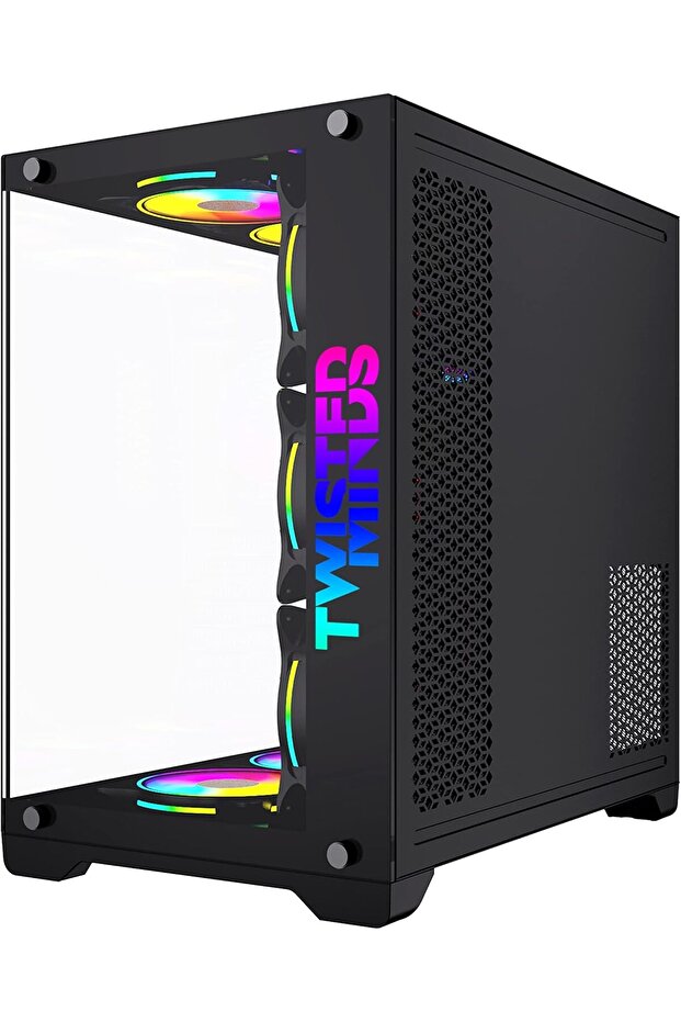 صندوق كمبيوتر للألعاب Bullet-07 ATX Mid Tower من Twisted Minds مع 6 مراوح ARGB LED، 4 منها متضمنة، مزامنة - 2
