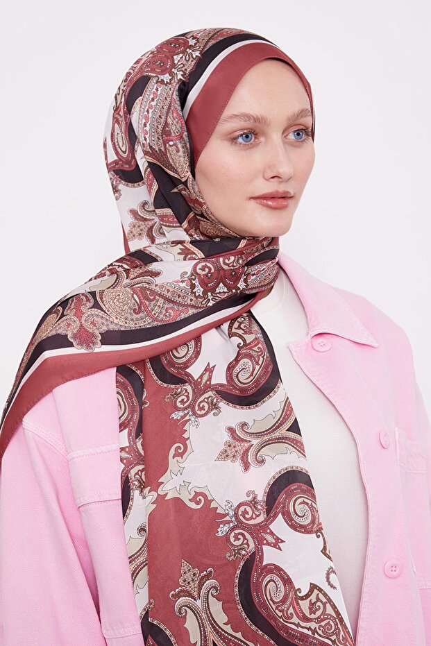 Dusty Rose Bohemian Patterned Indian Silk Shawl