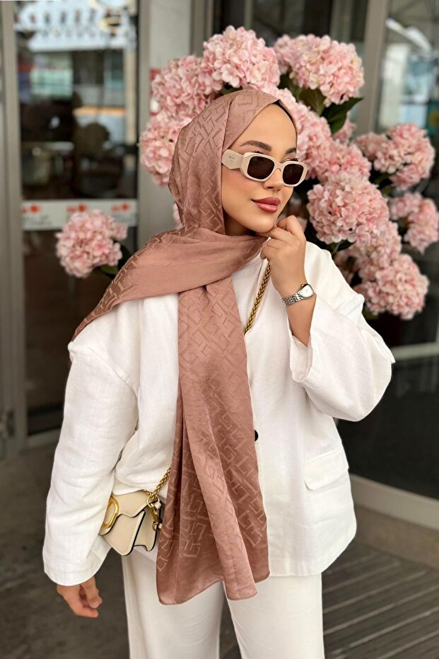 Dusty Rose L Pattern Italian Jacquard Shawl
