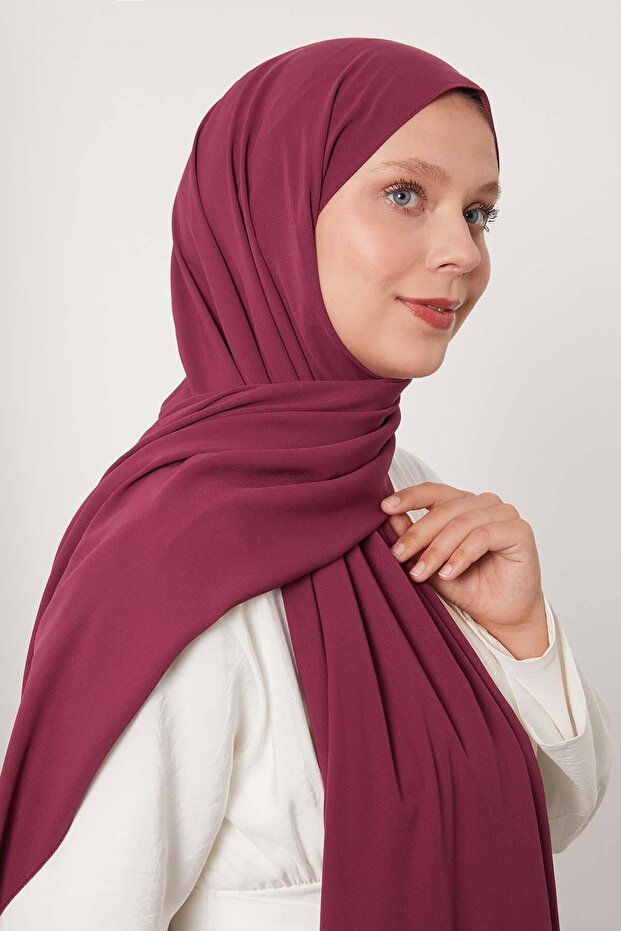 Eggplant Purple Plain Medina Silk Shawl