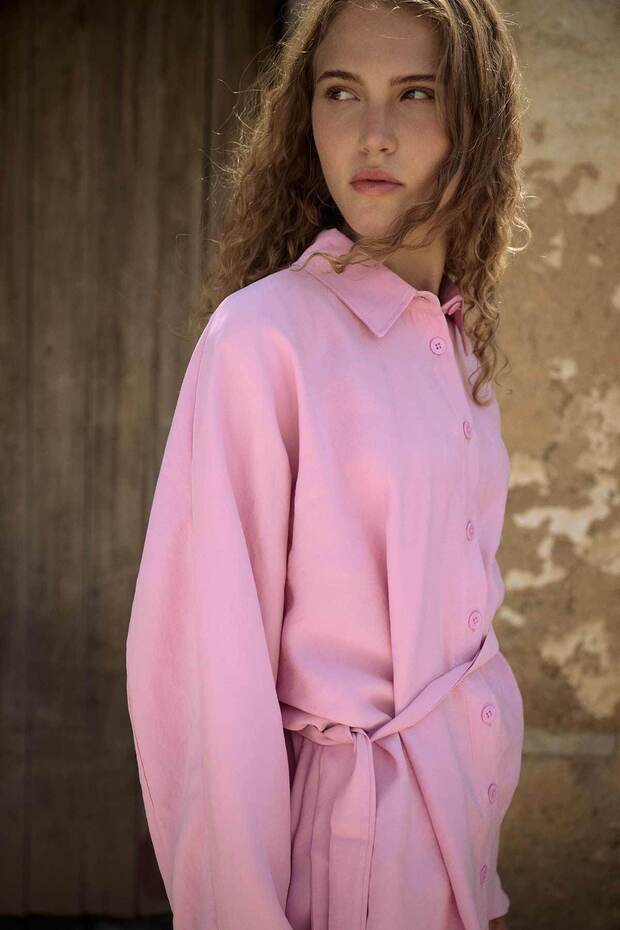 Basic Oversize Pembe Pantolon Takım - 5