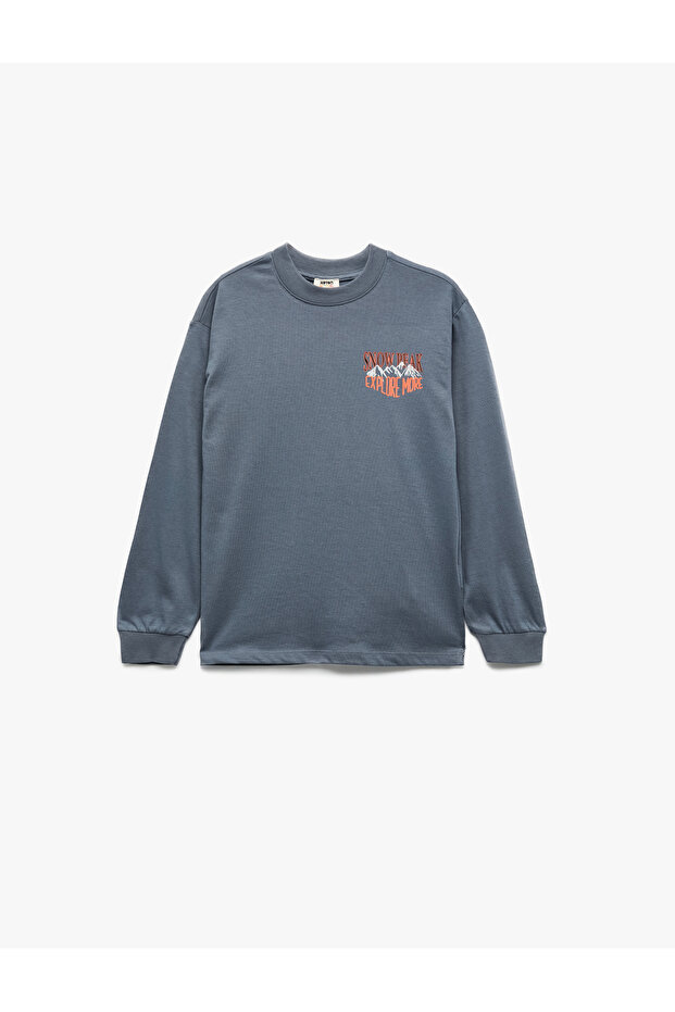 Printed Long Sleeve Crew Neck Cotton T-Shirt
