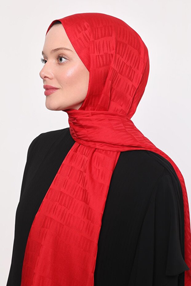 Red Drop Pattern Blue Jacquard Shawl
