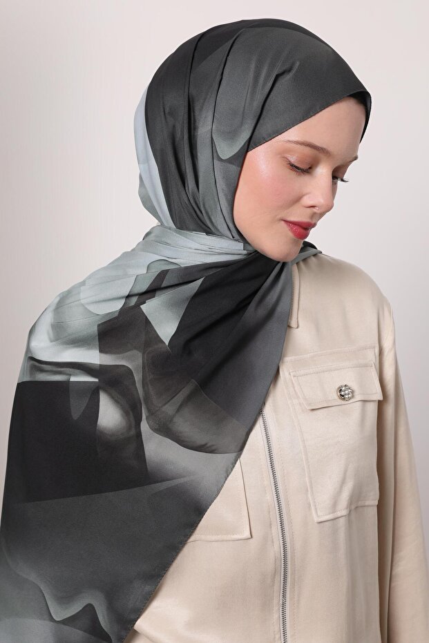 شال الحب بنمط تجريدي باللون الأخضر النعناعي - 2