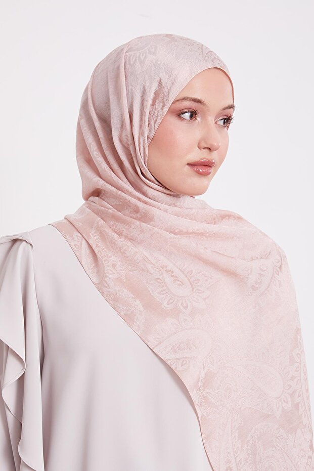 Powder Ethnic Pattern Italian Jacquard Shawl