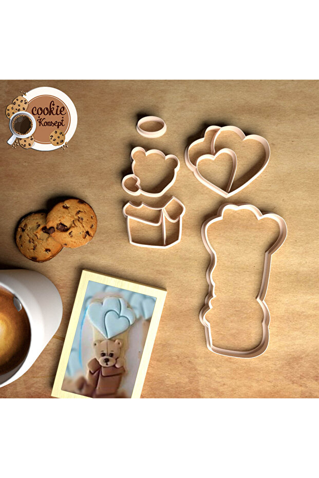 Baby Shower Mold Set Teddy Bear Balloon # 2 – Cookie, Dough and Clay Compatible