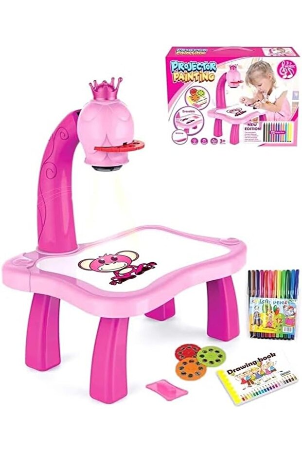 Adjustable Rotating Kids Projector Painting With 12 Colour Markers And 24 Patterns To Trace - 1