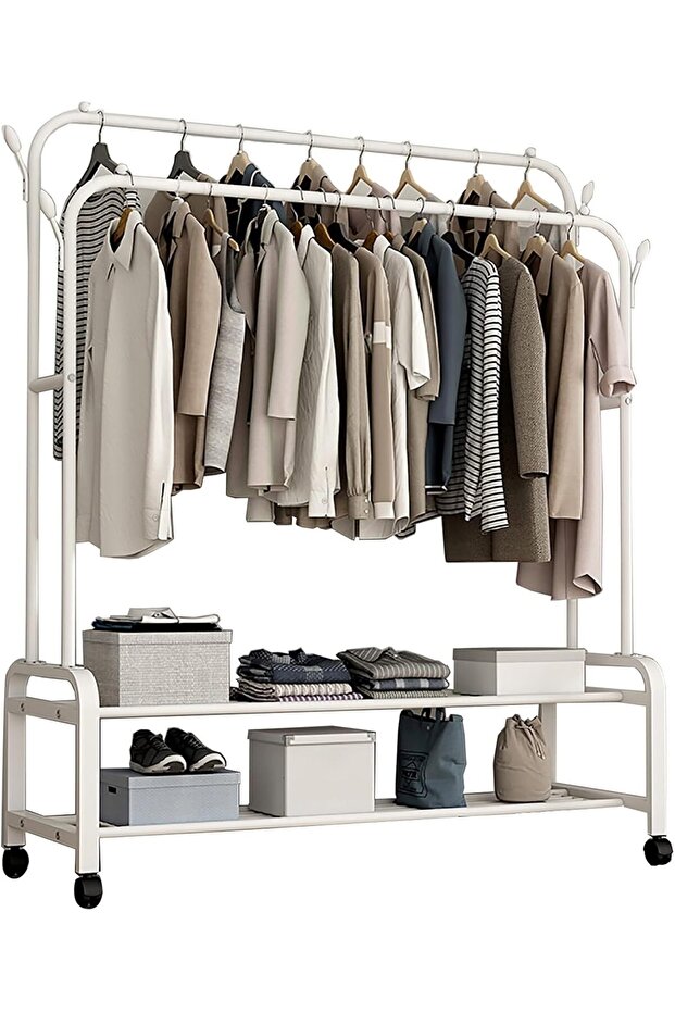 Mobile Clothes Rack Garment Rack Wardrobe Rack With Wheels, Metal Clothing Closet Rack Hanging Rack,