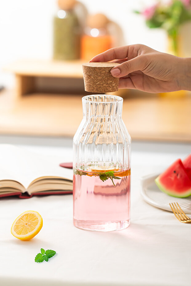 2095 Mantar Kapaklı ve Cam Başucu Sürahisi 950 ml - 2