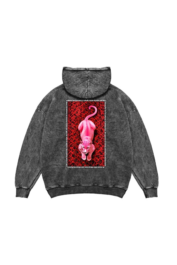 Pink Panther Oversize Unisex Washable Black Hoodie