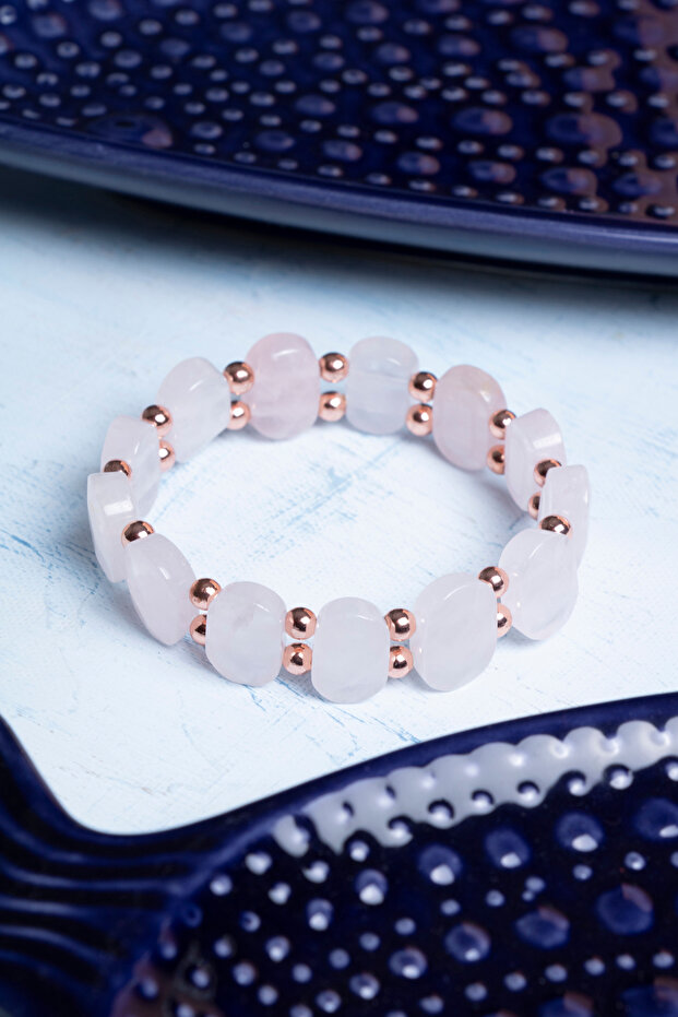 Certified Pink Quartz Natural Stone Bracelet