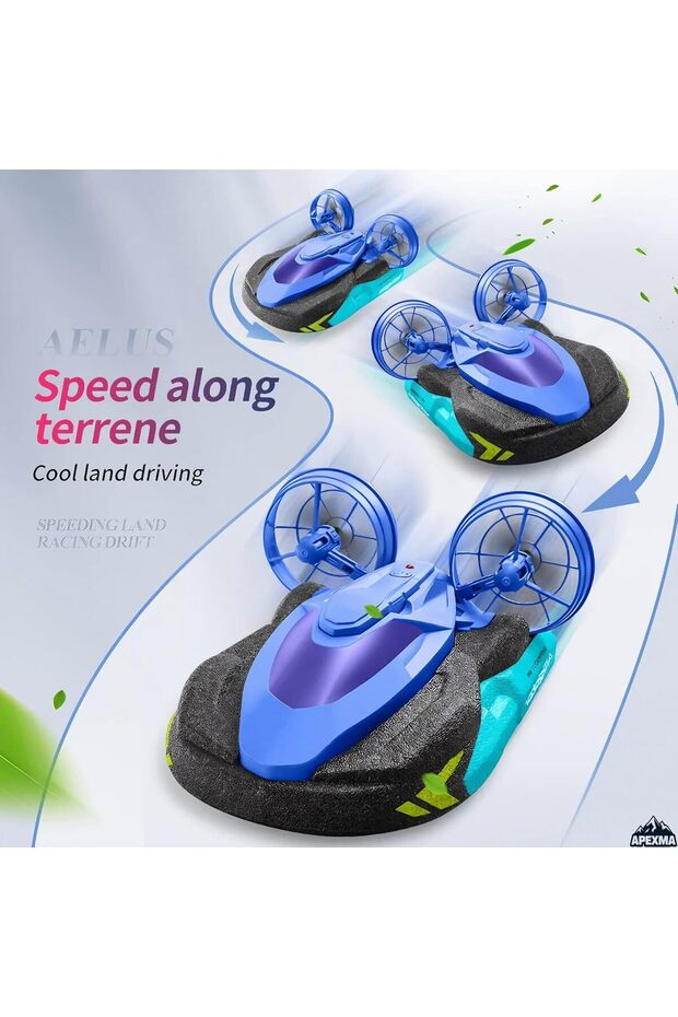 2.4GHz Uzaktan Kumandalı Şarjlı Suda ve Karada Giden Bot Tekne Araba Alligator (Mavi) - 4