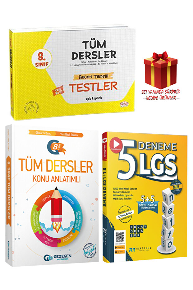 8. Sınıf Tüm Dersler Testler+ Gezegen Tüm Dersler Konu Anlatımlı+ Netto 5 LGS Deneme - 1