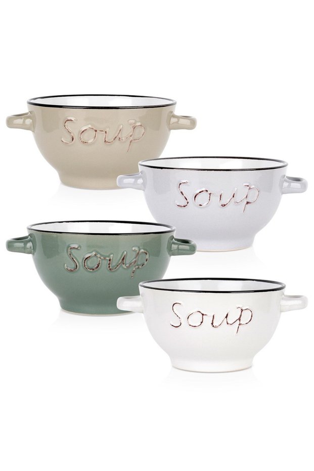 Bol ceramic pentru supă 600 ml, 4 buc.