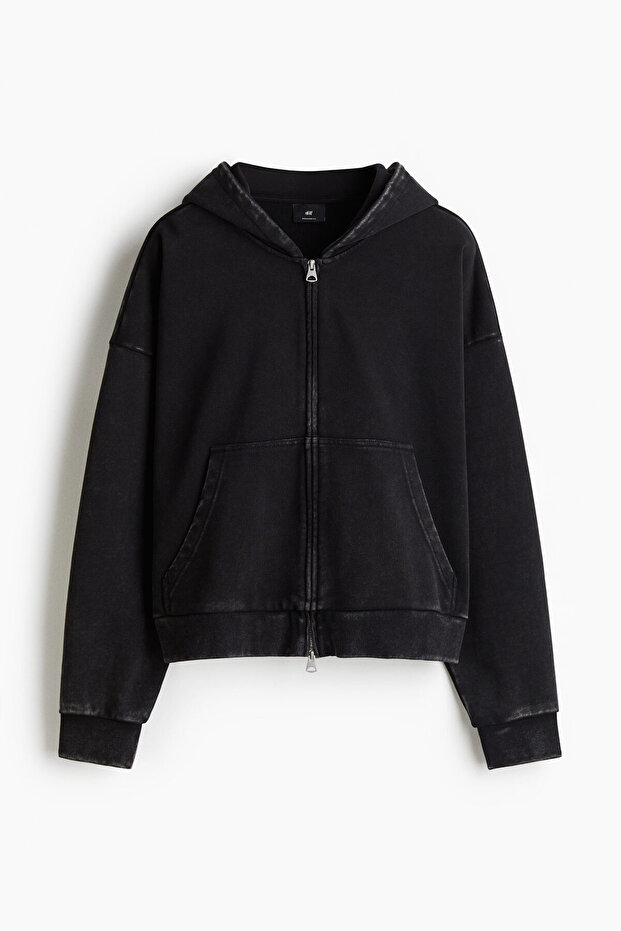 Kapüşonlu ve Fermuarlı Üst Oversized Fit - 4