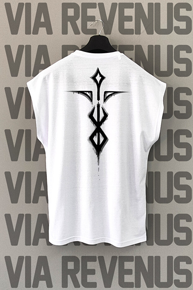 Berserk Back Printed Zero Sleeve Crew Neck Sports Tshirt
