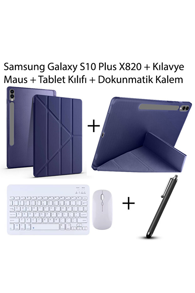 Galaxy S10 Plus 12.4'' X820 Uyumlu Standlı Kılıf Ve Dokunmatik Kalem Ve Klavye ve Mouse - 1