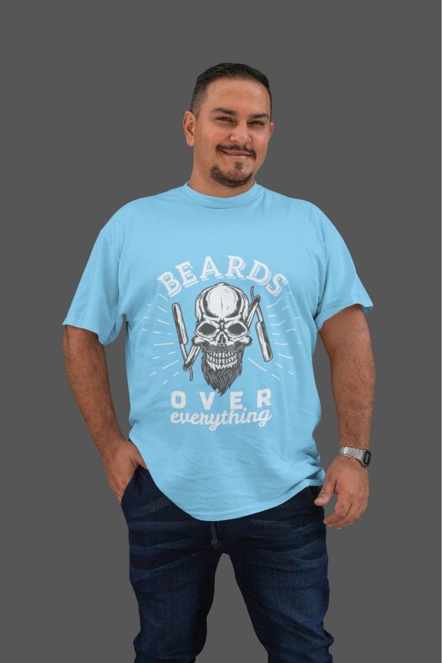 Men's Beards over Byz Transfer Printed Round Neck Short Sleeve T-Shirt