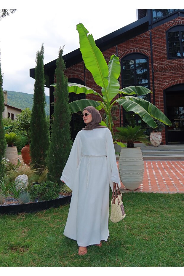 LİNE KETEN PİNTRST ELBİSE - 1