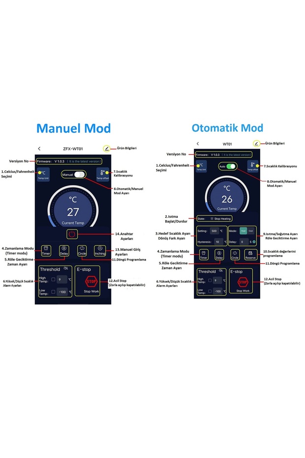 Smart Wifi DC12/24V 30A Termostat/ Timer - 3
