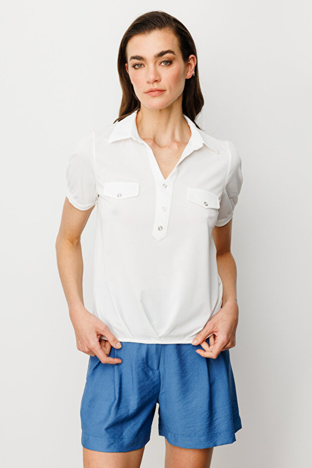 Ornamental Buttoned Blouse - 1