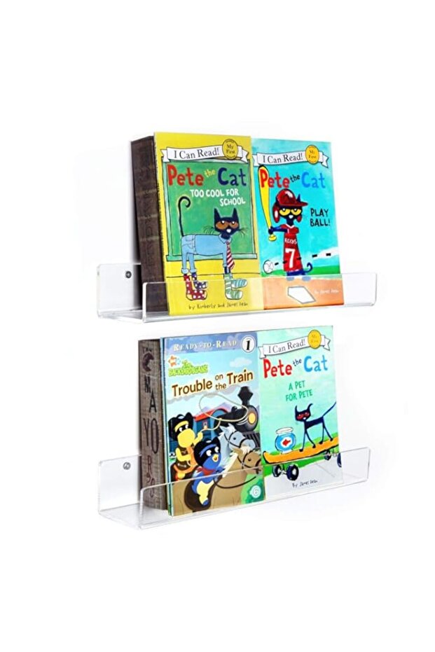 BPA Acrylic Invisible Floating Bookshelf 2 Pack,Kids Clear Wall Bookshelves Display Book Shelf,50% - 1
