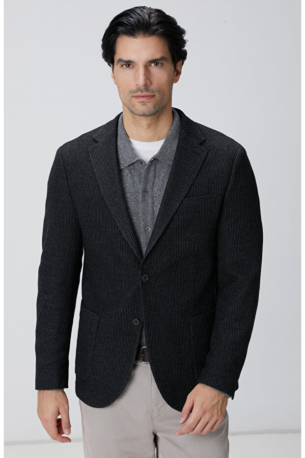 Antrasit Yün Karışımlı Ceket - 2
