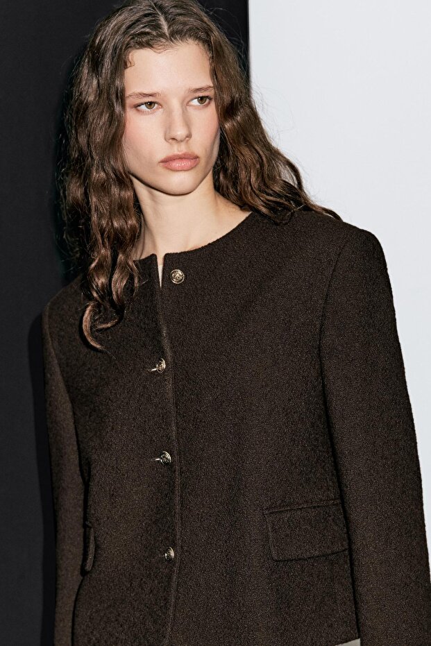 Düğmeli crop ceket - 4