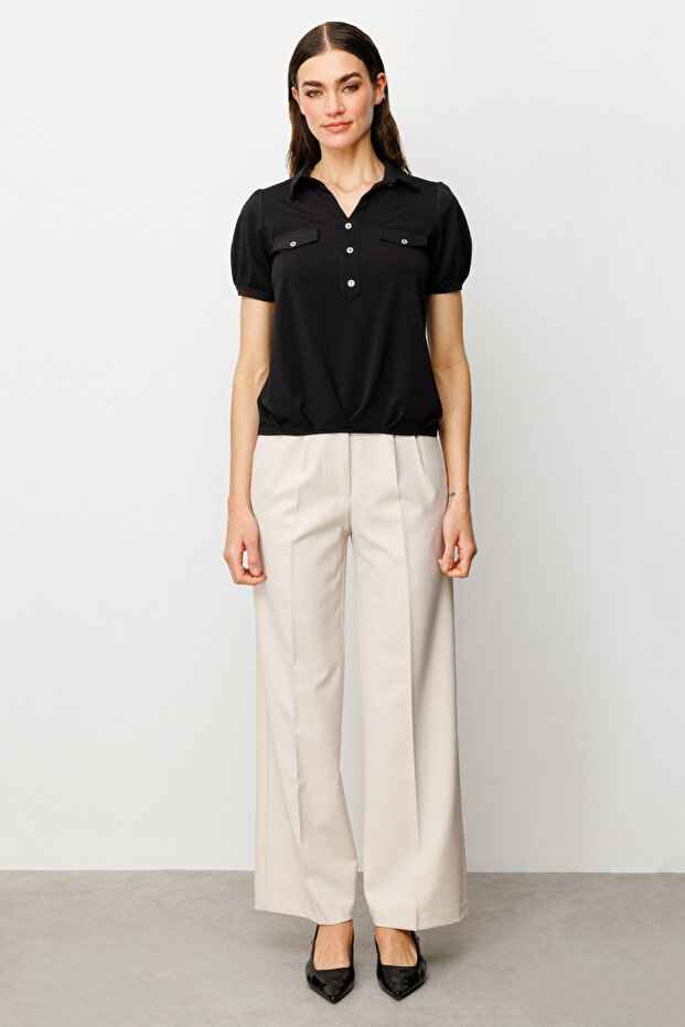 Ornamental Buttoned Blouse - 2