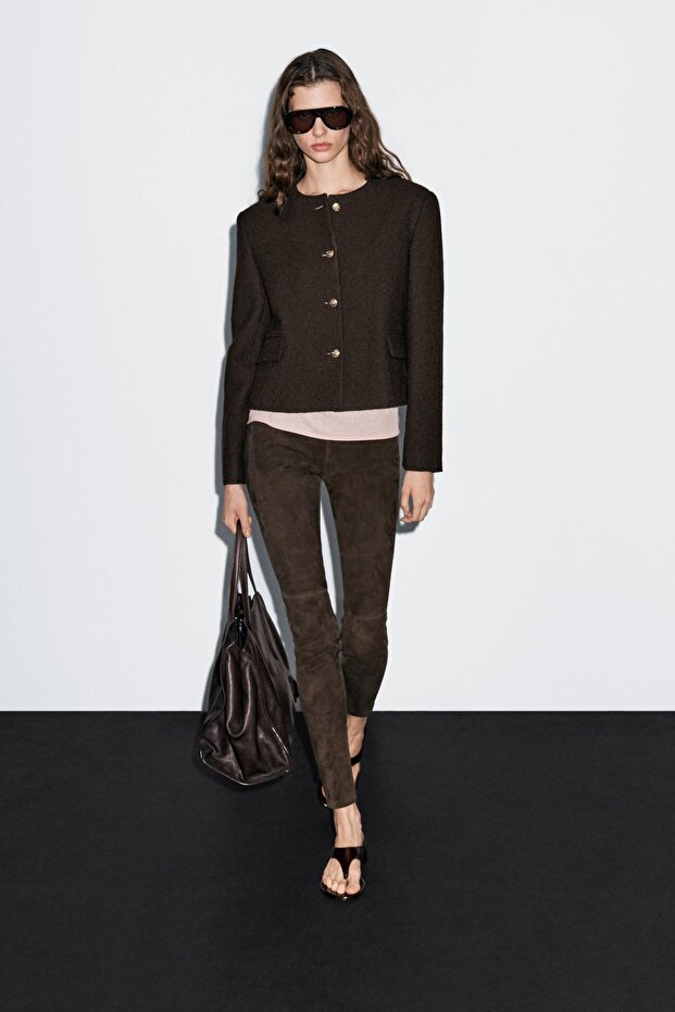 Düğmeli crop ceket - 3