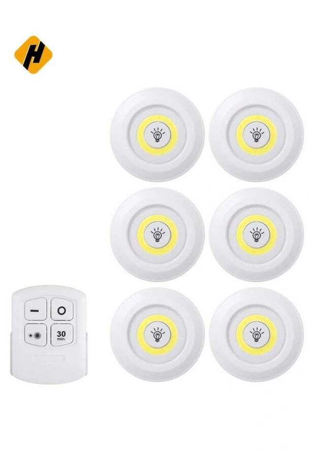 HuHa 1W COB LED Puck Light 6 Pack with Remote Controller Brightness Adjustable Wireless Dimmable To - 1