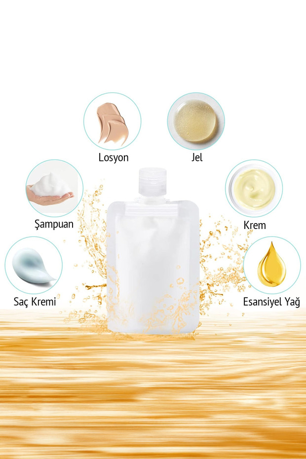 Seyahat Tipi 3’lü 100ml Plastik Şişe Seti Şampuan Krem Duş Jeli Losyon Sıvı Sabun Taşıma Şişesi - 5